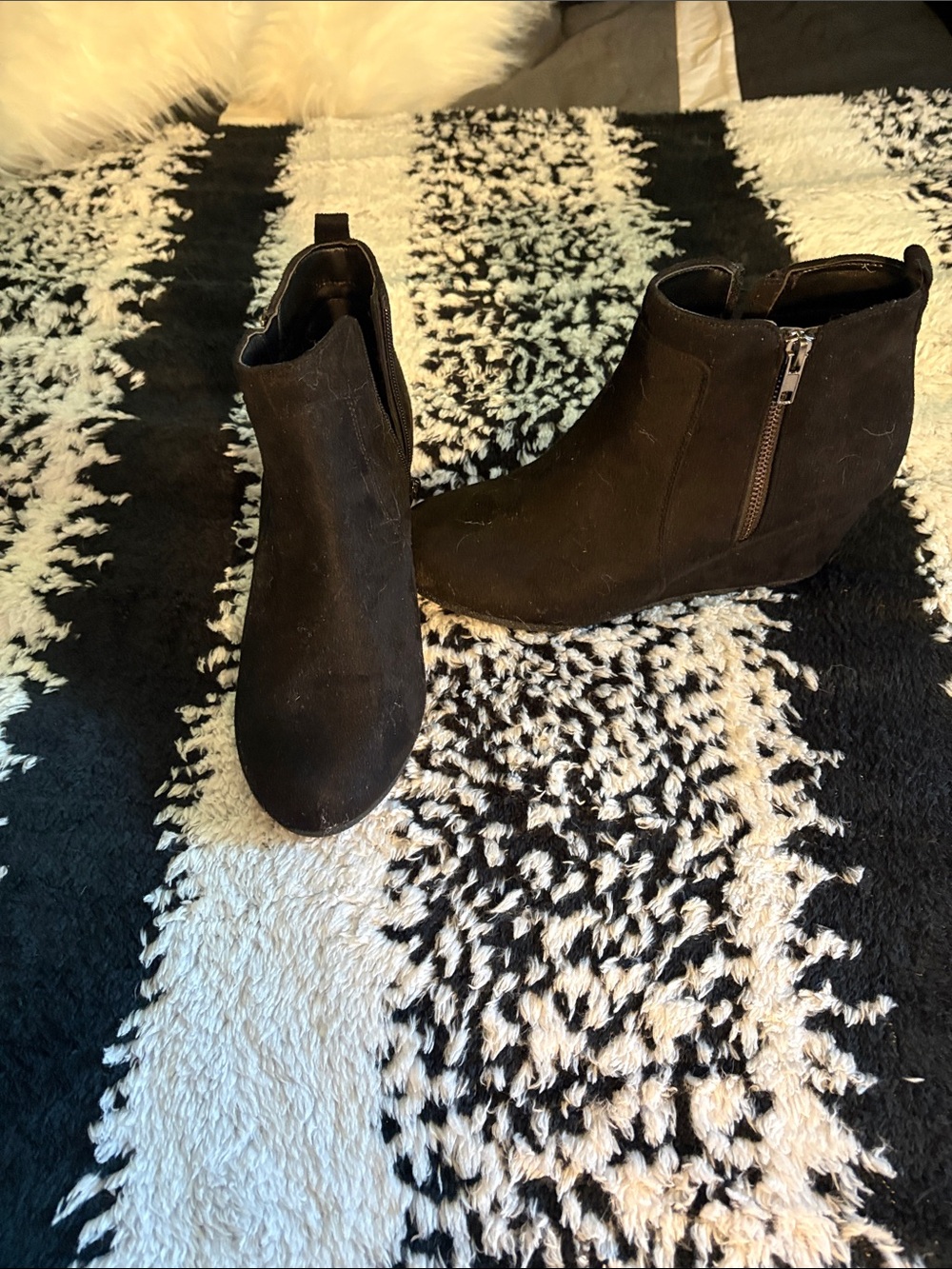 Dream Pairs Black Suede Wedge Ankle Booties